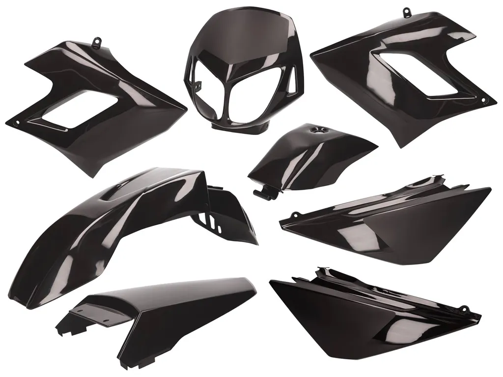 Kit carénage noir Derbi Senda DRD Racing avant 2010 : look origine 7 pièces