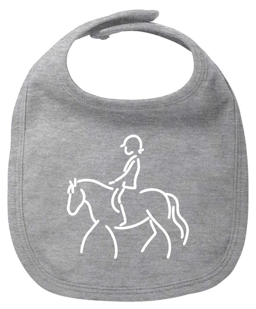 Huuraa Baby Lätzchen Reiten Pferd Heather Grey Klettverschluss Baumwolle Latz Geschenkidee