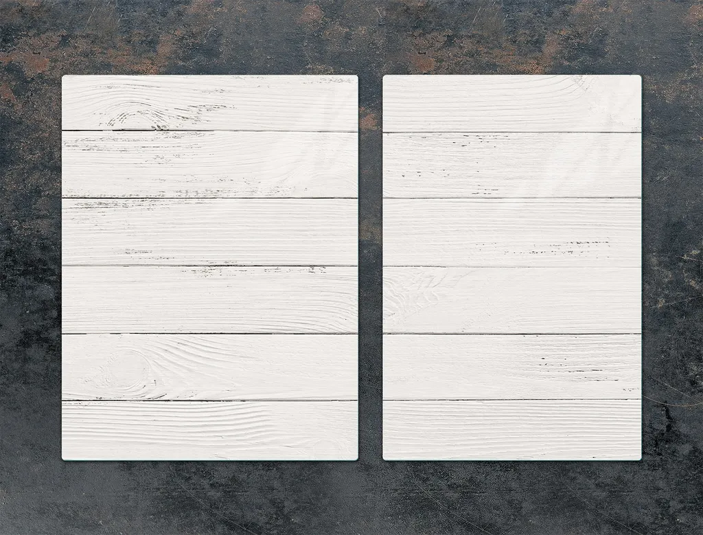 OFFERTA Coprifornelli 75x52 Vetro Bianco Legno - Set 2 Pezzi Universale - 3