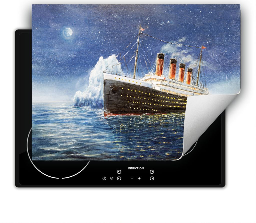 DarHaus Herdabdeckplatte 80x52 cm Anti Rutsch Matte Aufrollbar, Titanic