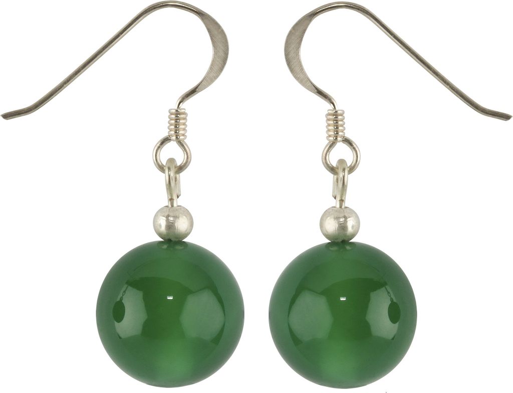 Ohrringe Ohrhänger Ohrschmuck aus grünem Achat Kugel 12mm Produktbild 