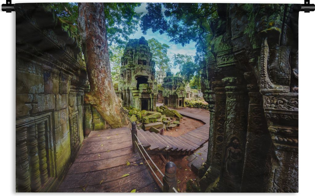 MuchoWow Wandteppich Wandbehang Ta Prohm-Tempel in Angkor Wat 60x40 cm Tapisserie Dekoration Wandtuch - Wanddekorationen
