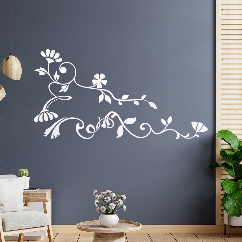 Eckeornament -Blätter- filigran Wandtattoo in 6 Größen - Wandaufkleber Wall Sticker - Dekoration, Küche, Wohnzimmer, Schlafzimmer, Badezimmer