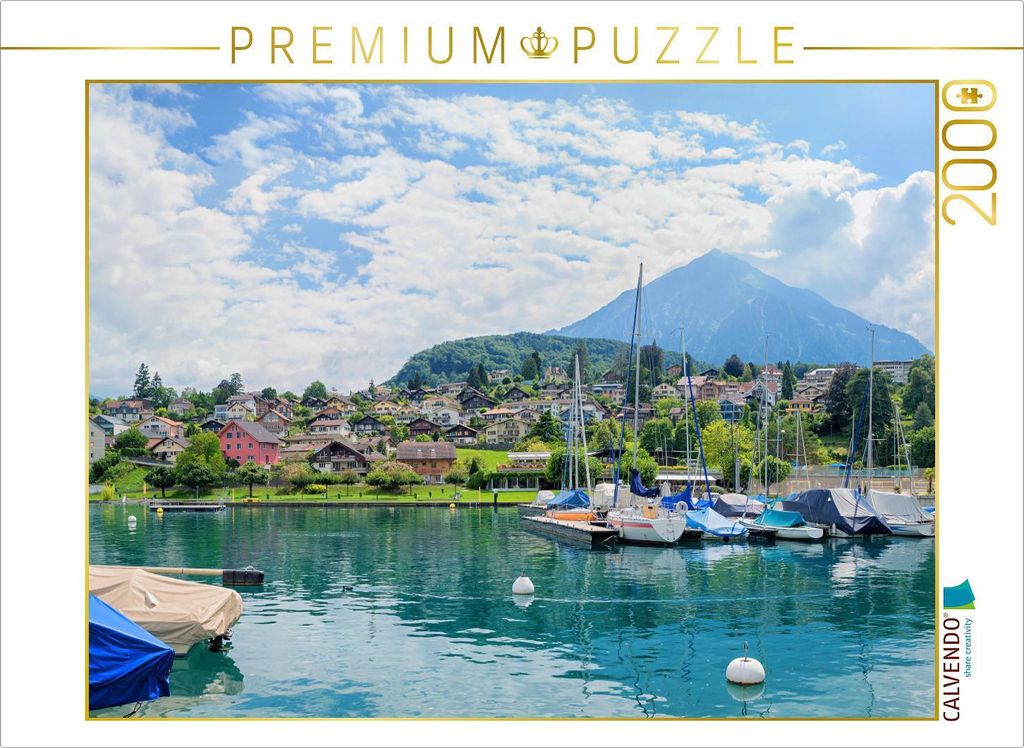 CALVENDO Puzzle Hafen Spiez am Thunersee | 2000 Teile Lege-Größe 90x67cm Foto-Puzzle für glückliche Stunden