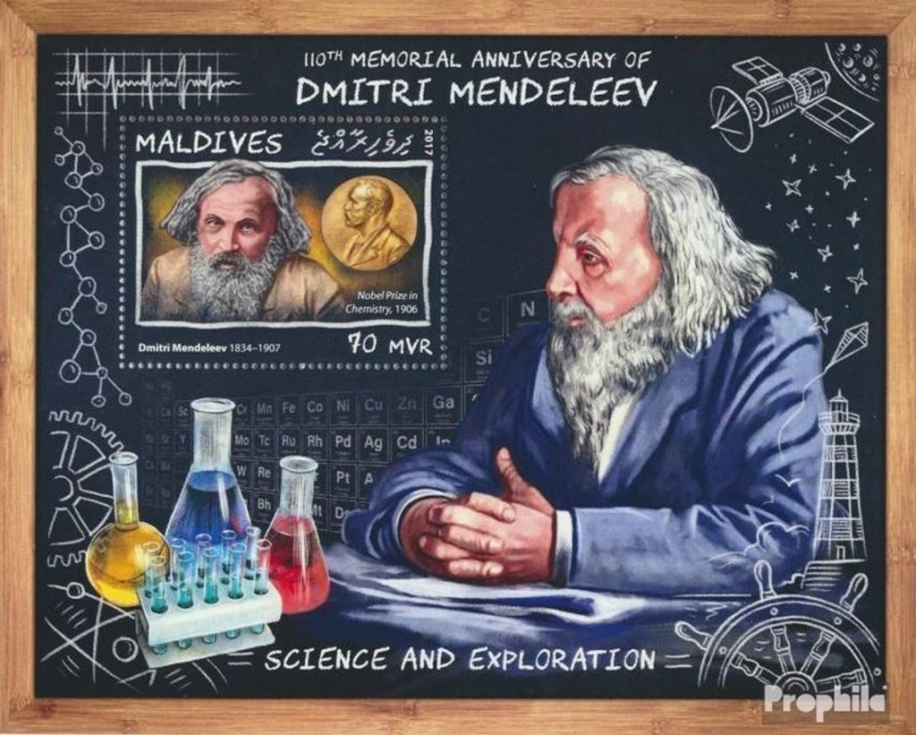 Briefmarken Malediven 2017 Mi Block 1083 (kompl. Ausg.) postfrisch Dimitri Mendelejew