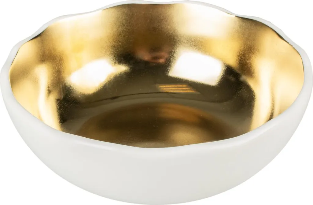 Gamelle antidérapante Duvo+ Stone Organic blanche et dorée pour chien