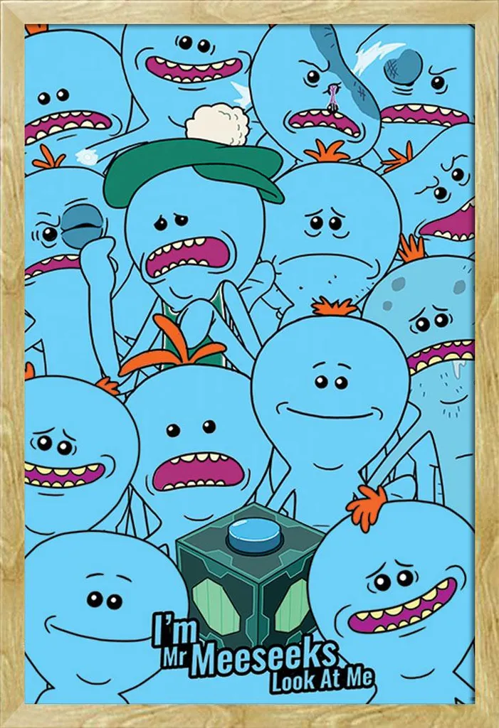 Quadro Rick & Morty Mr Meeseeks Cornice Faggio Shinsuke Maxi 61x91 - 1