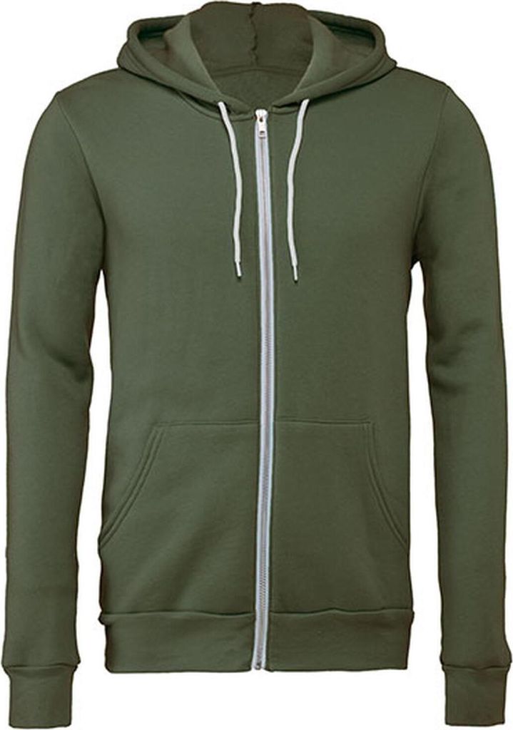 Canvas 3739 | Uni Zip-Up Poly-Baumwolle Fleece Hoodie - Farbe: Military Green - Größe: S