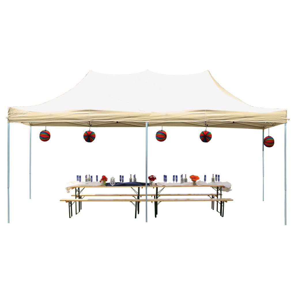 TOOLPORT 3x6m Stahl Faltpavillon, ohne Seitenteile, creme
