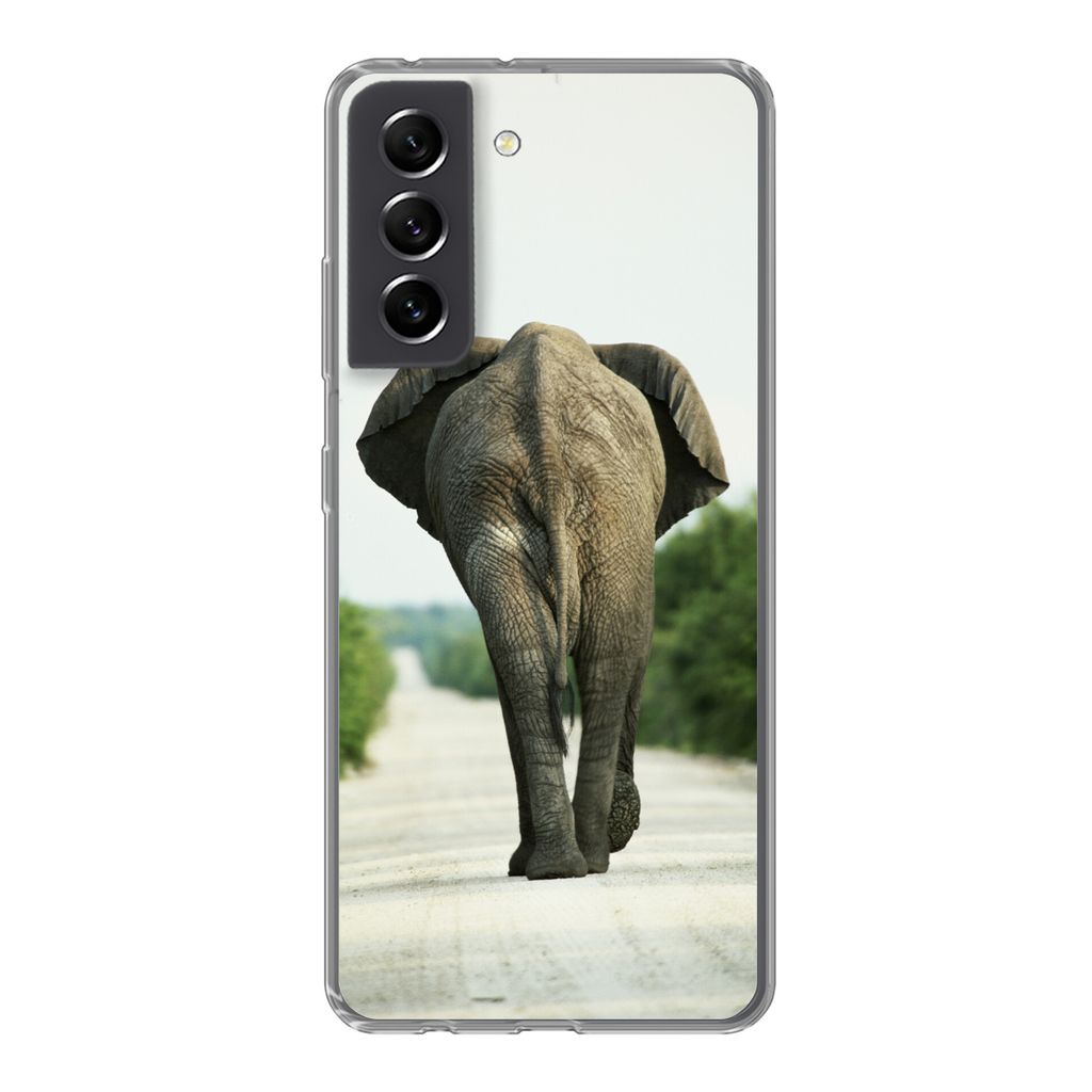 MuchoWow Handyhülle Schutzhülle Hülle für Samsung Galaxy S21 FE Elefant - Kröte - Tiere - Natur Silikon Softcase Handy Hülle - Mobiltelefon...