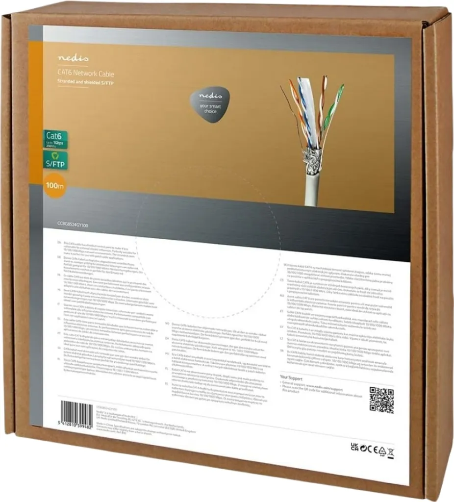Câble LAN Cat6 Triotronik VKBOX anti-interférence S/FTP gris 100m