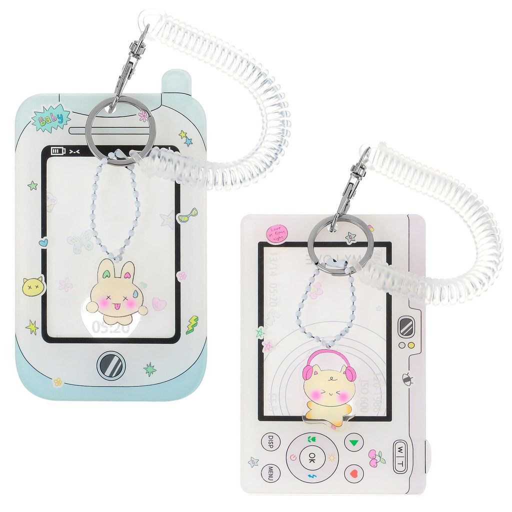 Zweiteiliger Fotokartenhalter mit Cartoon-Motiv und Spiralarmband. Lustiger Ausweishalter für Fotokarten aus Idol-Alben, Bankkarten, Schülerfotos...
