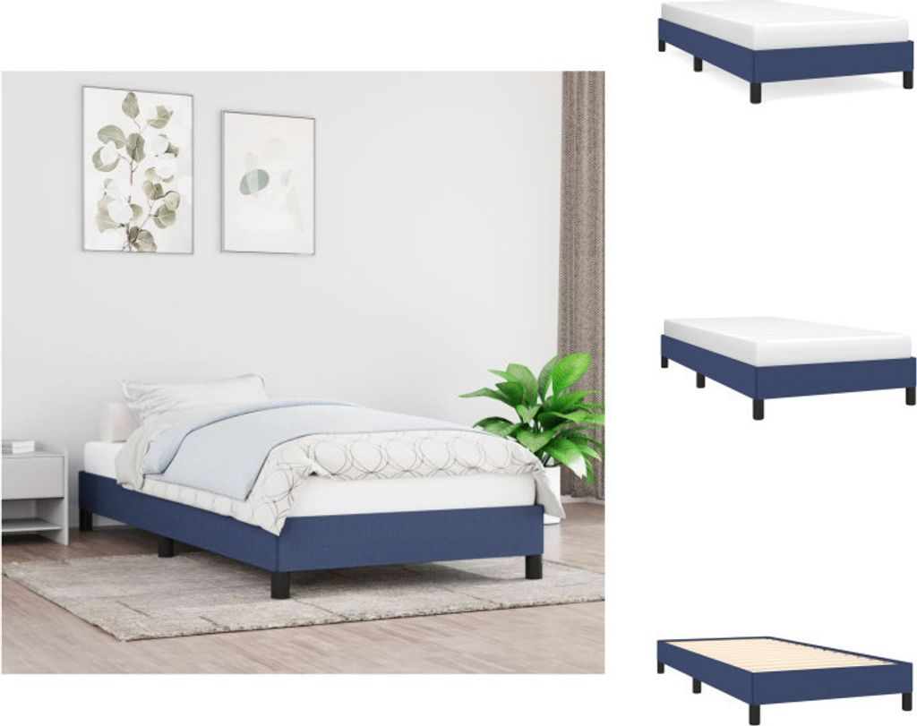 vidaXL Bettgestell Blau 90x200 cm Stoff - Betten & Bettgestelle