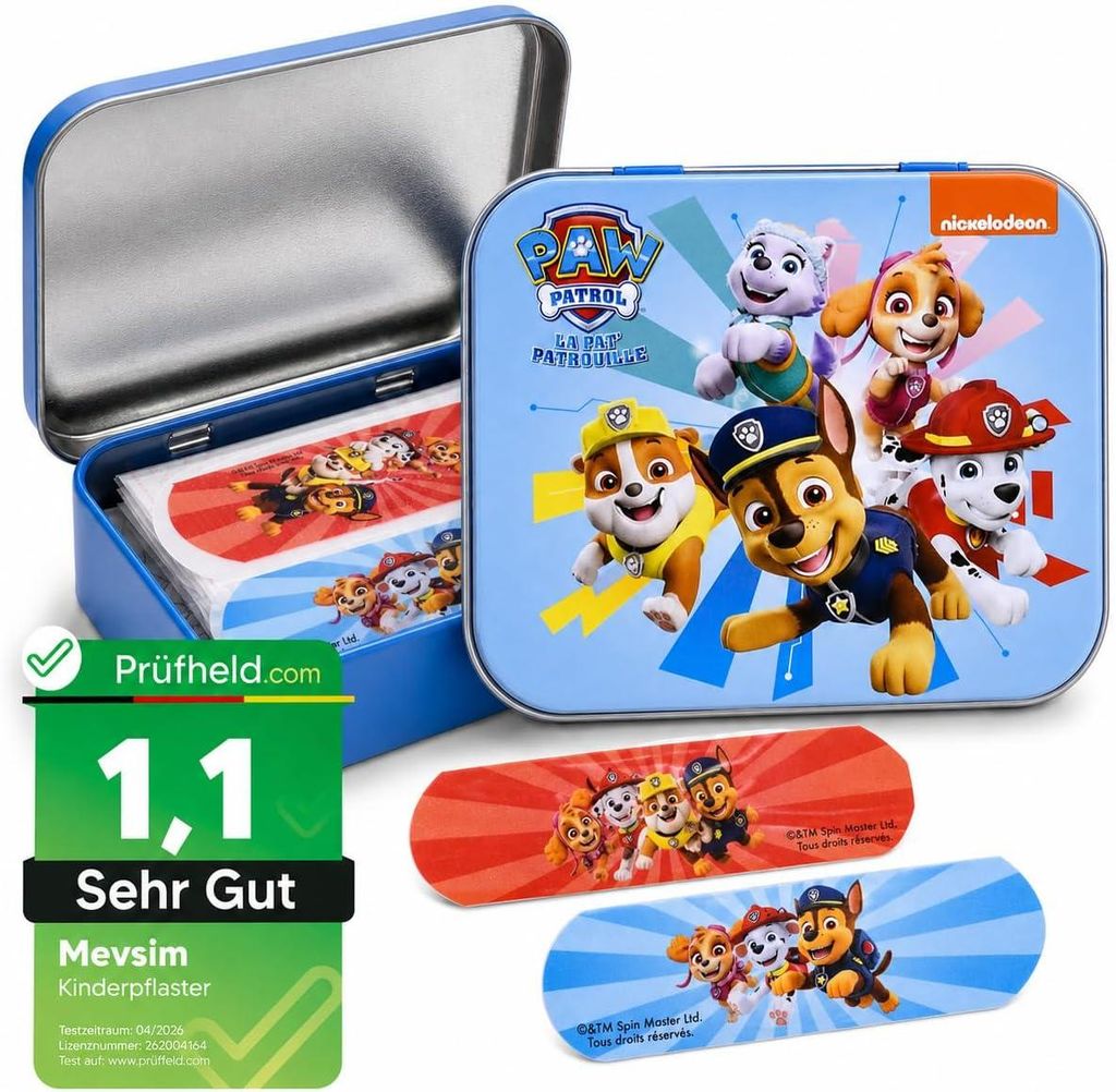 Paw Patrol Kinderpflaster Lizensiertes Produkt - Metall-Box Produktbild 