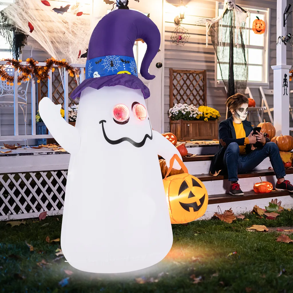 Fantôme Halloween Gonflable 180cm : Déco Extérieure Stable et Rapide