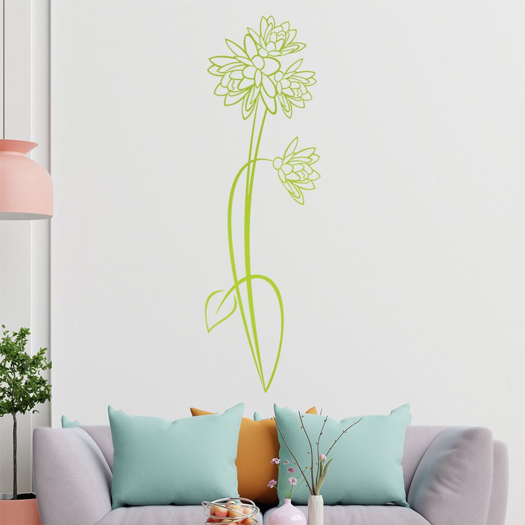 Blumen - Linien Wandtattoo in 6 Größen - Wandaufkleber Wall Sticker - Dekoration, Küche, Wohnzimmer, Schlafzimmer, Badezimmer