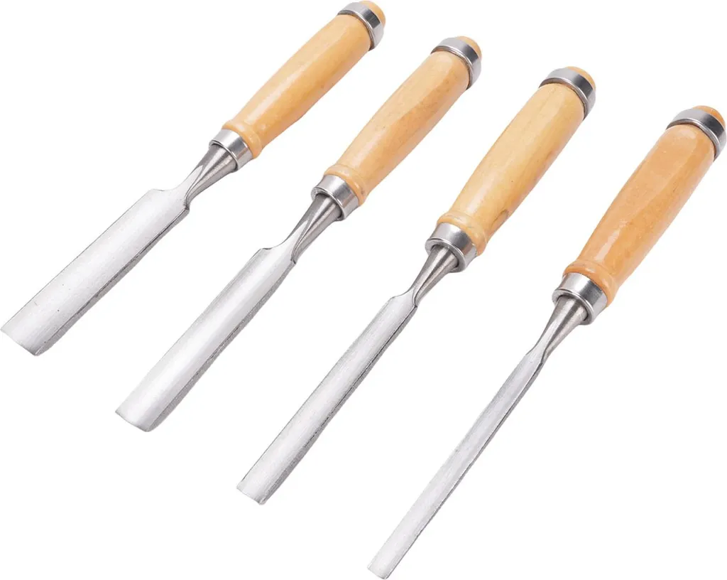 Set de gouges de sculpture pour bois 4 pièces avec poignées en bois