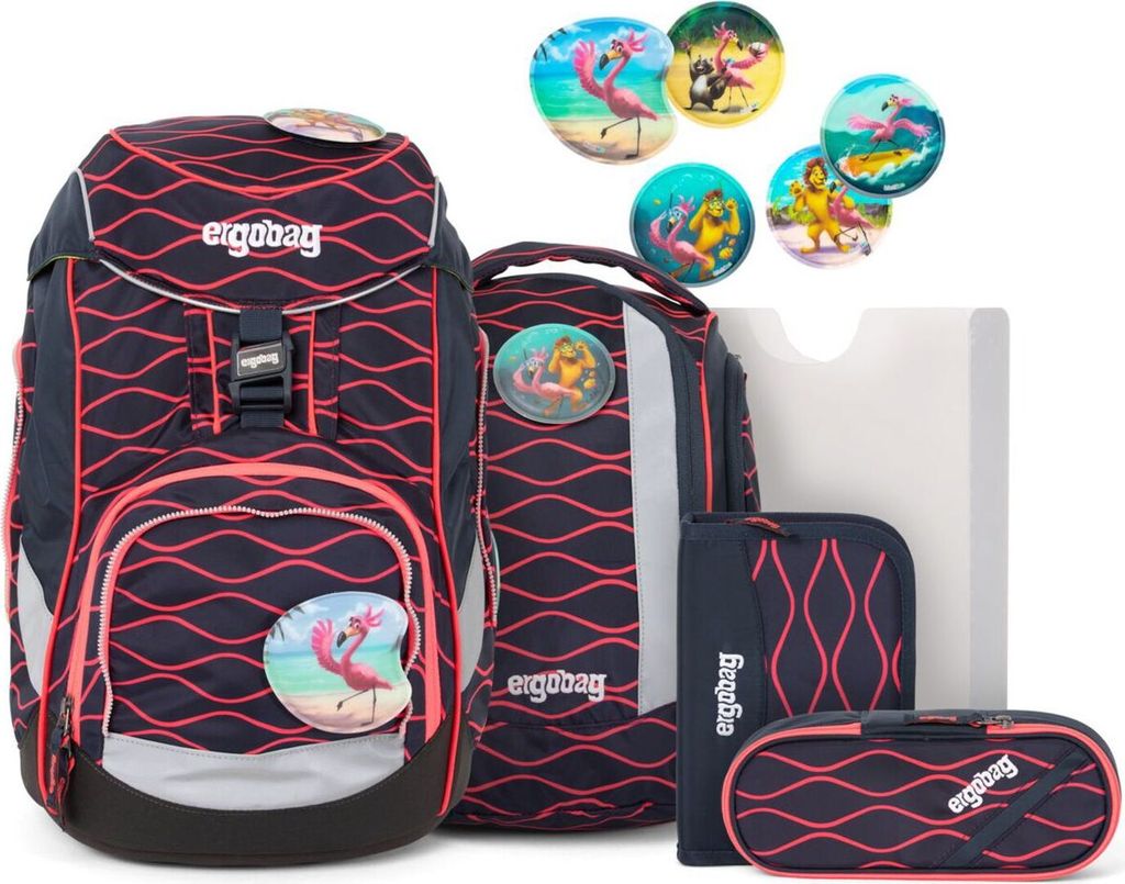ergobag Schulranzen Pack-Set 6-teilig WellenreitBär blau mehrfarbig