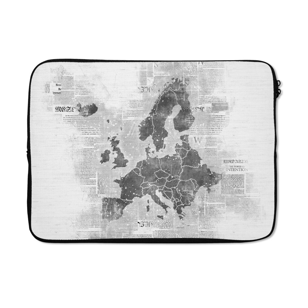 MuchoWow Laptop Hülle 13 Zoll Eurocard auf Zeitungspapier - schwarz und weiß Laptoptasche - Laptophülle - Sleeve - Rundumschutz