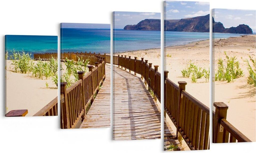 Bild auf Leinwand - Leinwandbild - Ozean Strand Sand Ufer - 100x60cm - Wand Bild - Wanddeko - Leinwanddruck - Bilder - Kunstdruck - Wanddekoration ...