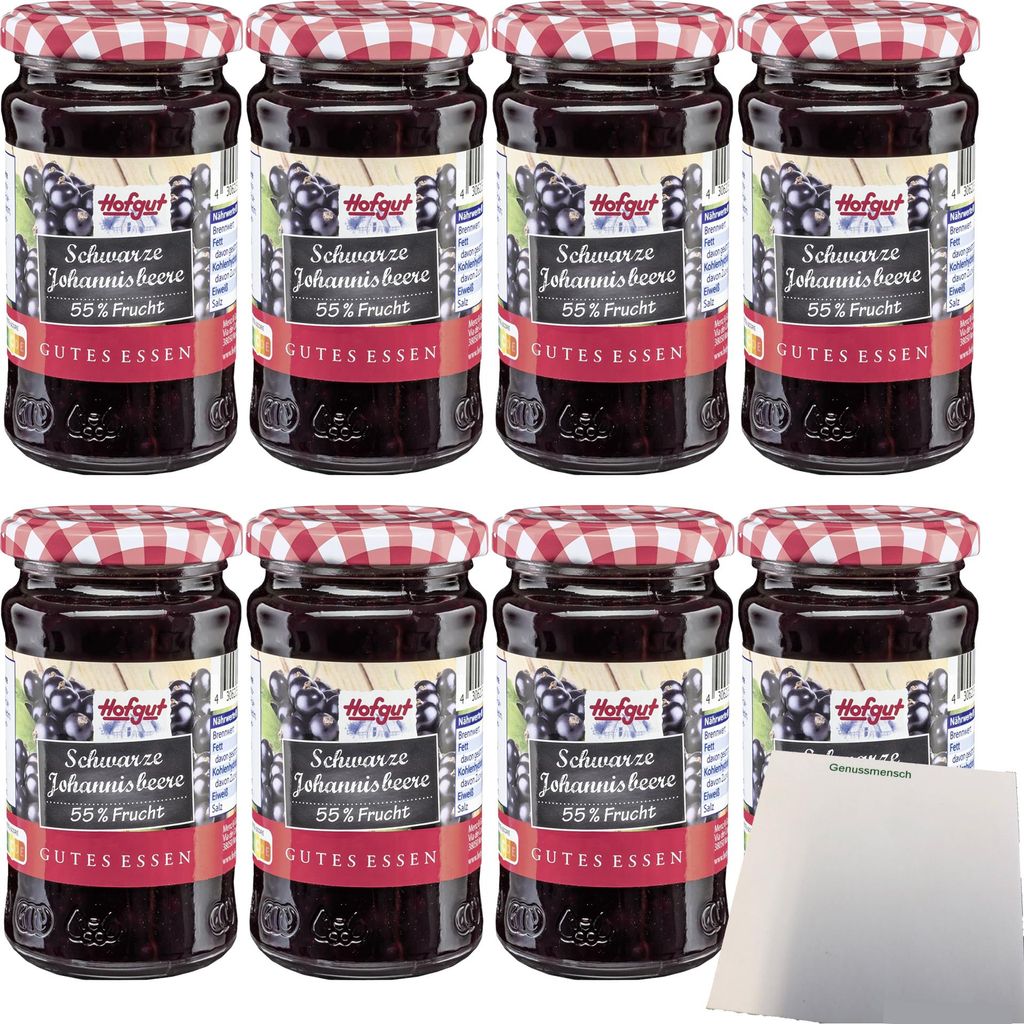 Hofgut Schwarze Johannisbeere Fruchtaufstrich VPE (8x250g Glas) + usy Block