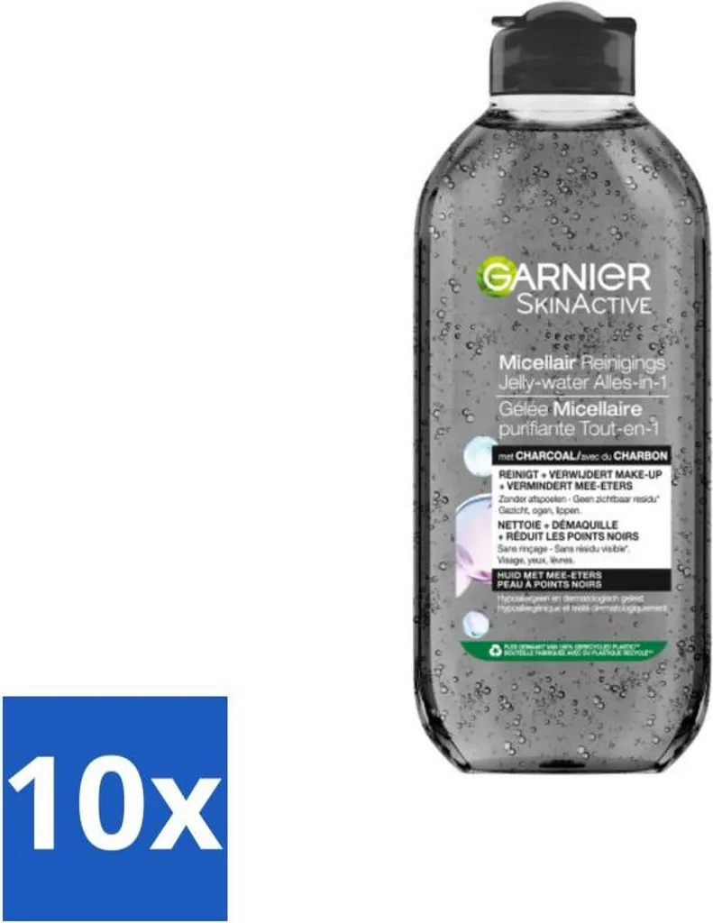 Set 10x Garnier Gel Micellare Carbone 400ml - Pulizia Viso Tutto in 1