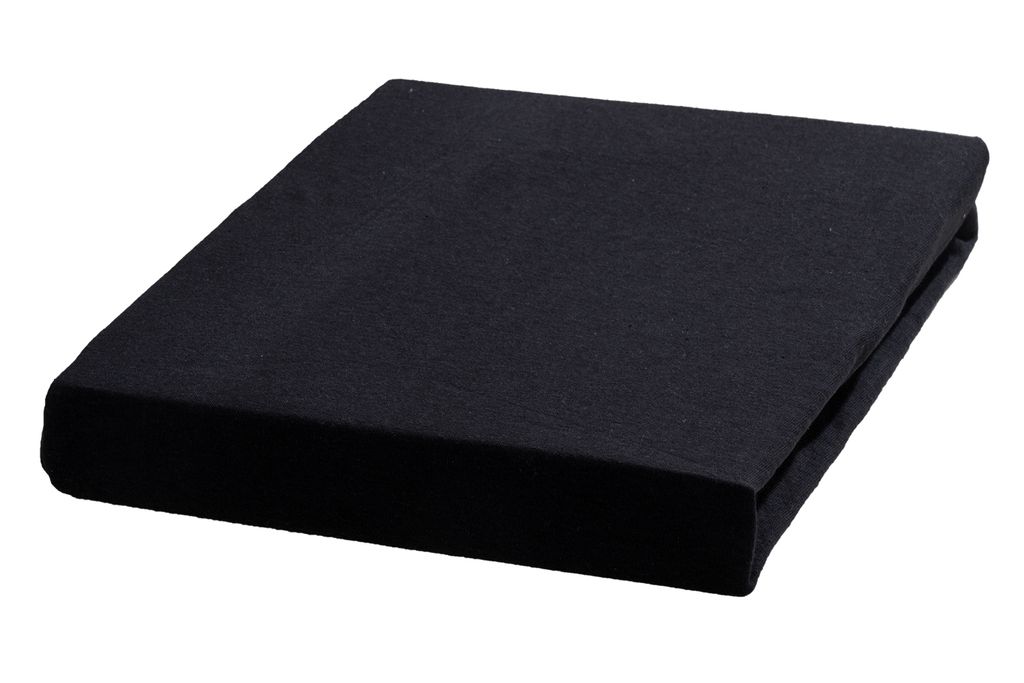 Spannbettlaken - 100 x 200 cm - Schwarz - Baumwolle - 12er Set