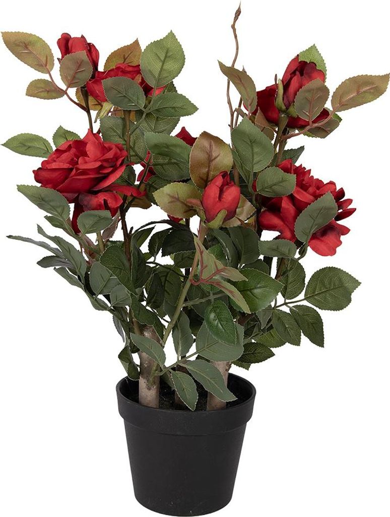 Clayre & Eef Kunstpflanze Rose 20x20x55 cm Rot Kunststoff
