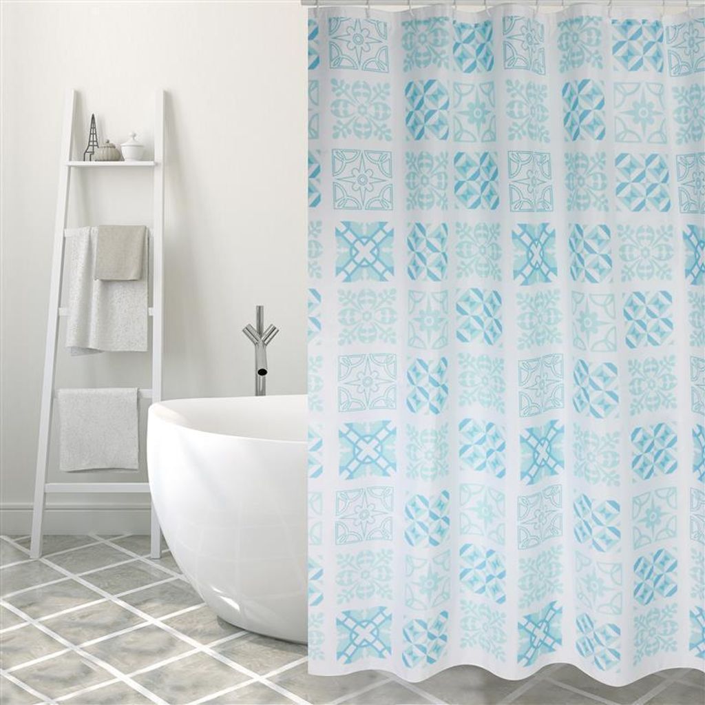 MSV Premium Anti-Schimmel Textil Duschvorhang - Anti-Bakteriell, waschbar, 100% wasserdicht - Polyester, „Sintra“ 180x200cm – Spain