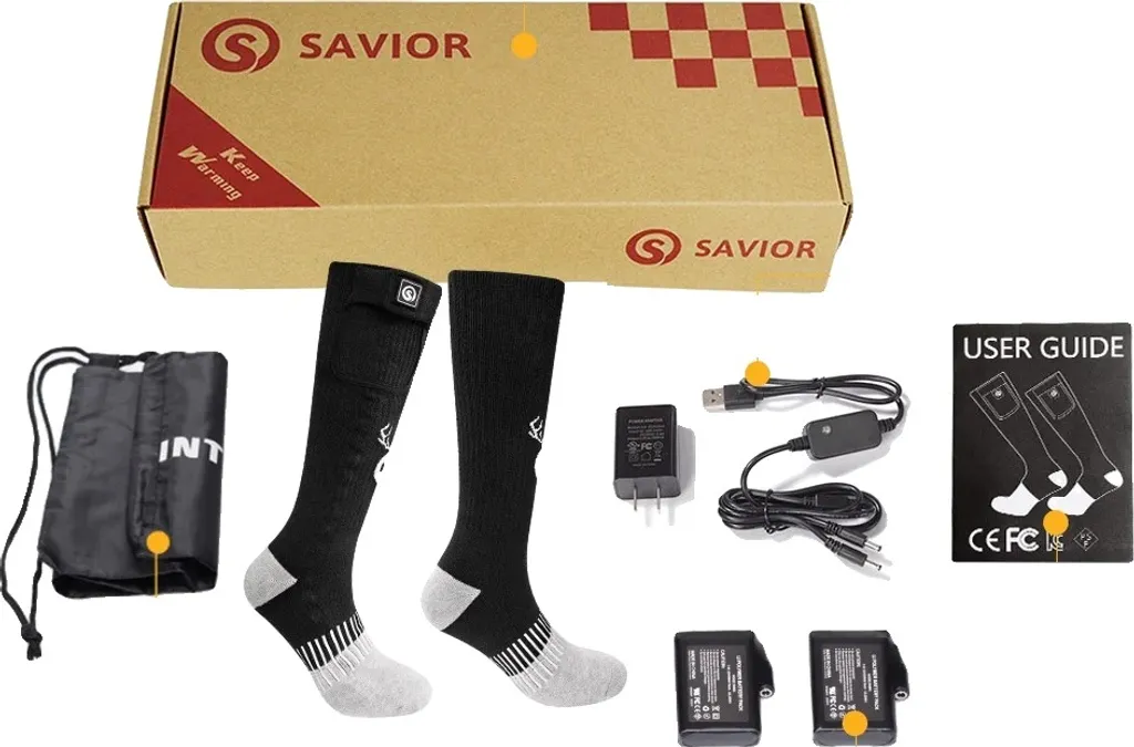 Chaussettes chauffantes pour ski et randonnée, 3 réglages, taille M, SS05C