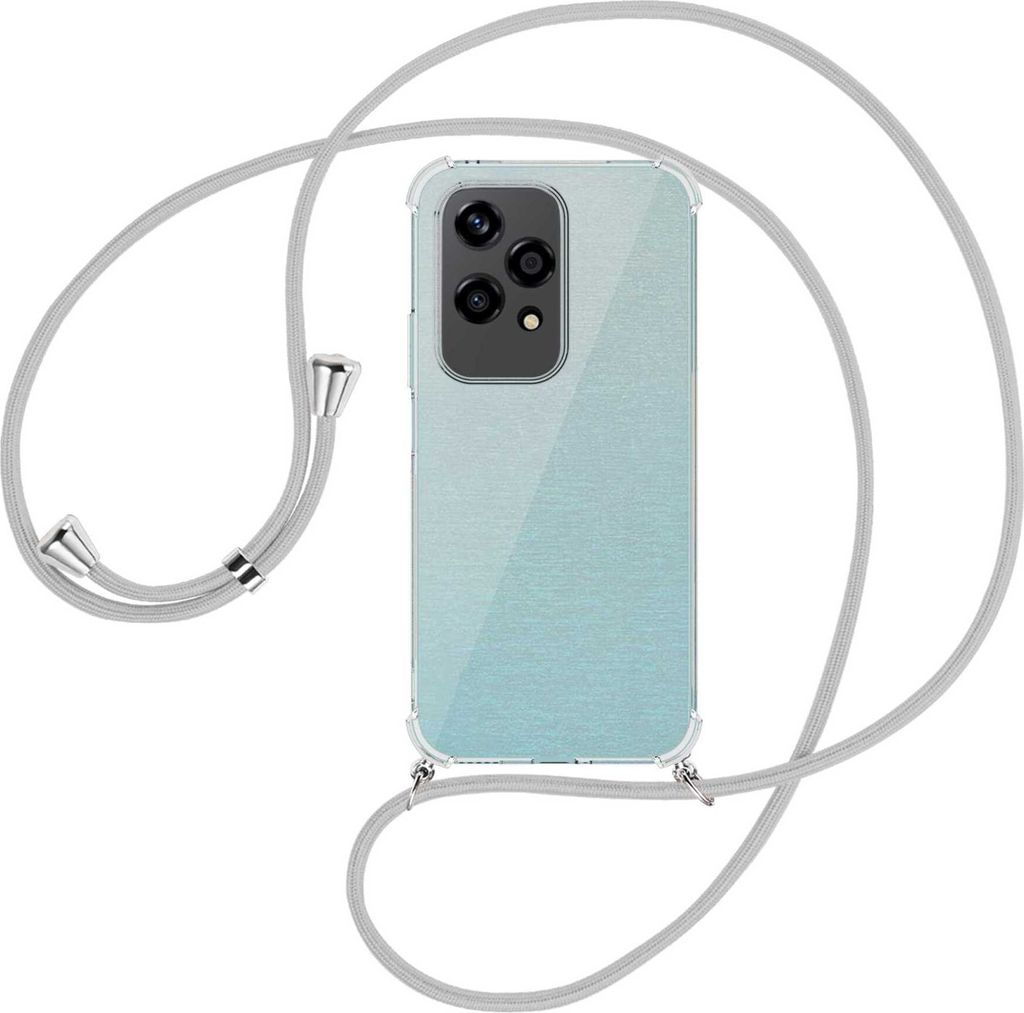 Handykette Backcover-Schutzhülle mit Band (Metall silberfarben) für Honor 200 Lite - silbergrau