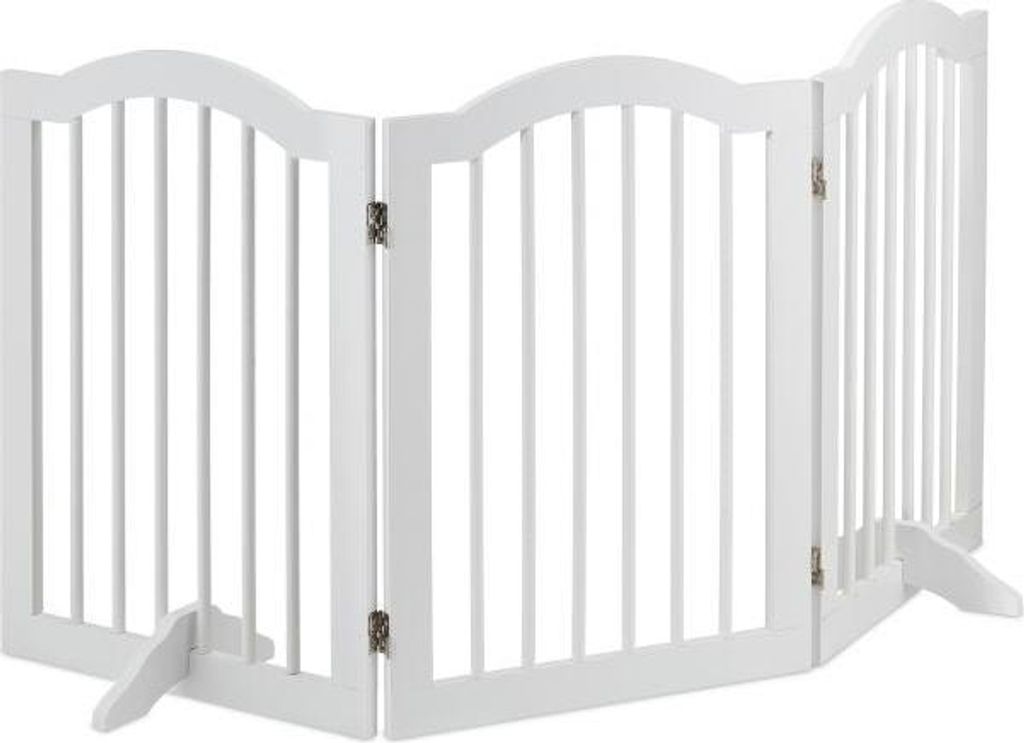 Verstellbares, dreiteiliges Sicherheitstor aus Metall, Weiß, 70 cm, klappbar, für Kinder & Hunde