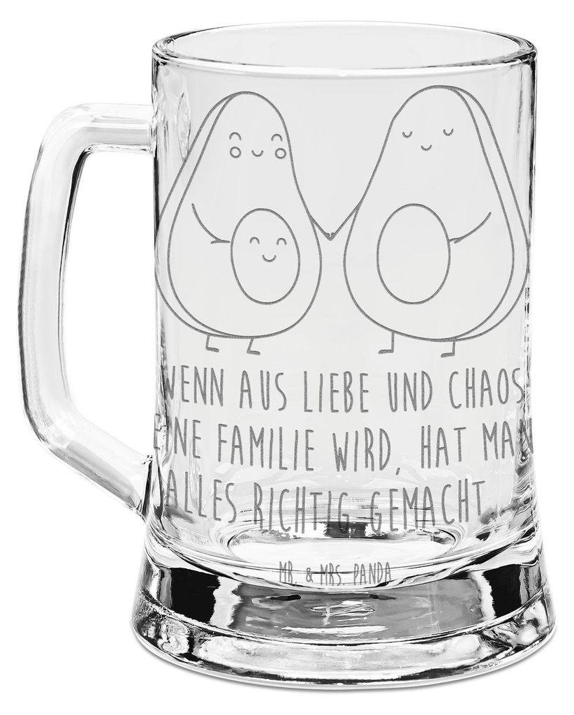 Mr. & Mrs. Panda Krug Avocado Pärchen - Transparent - Geschenk, Hochzeit, Glas Bierkrug, Kinder, Liebe, Humpen, Familie, Mit Gravur, Seidel