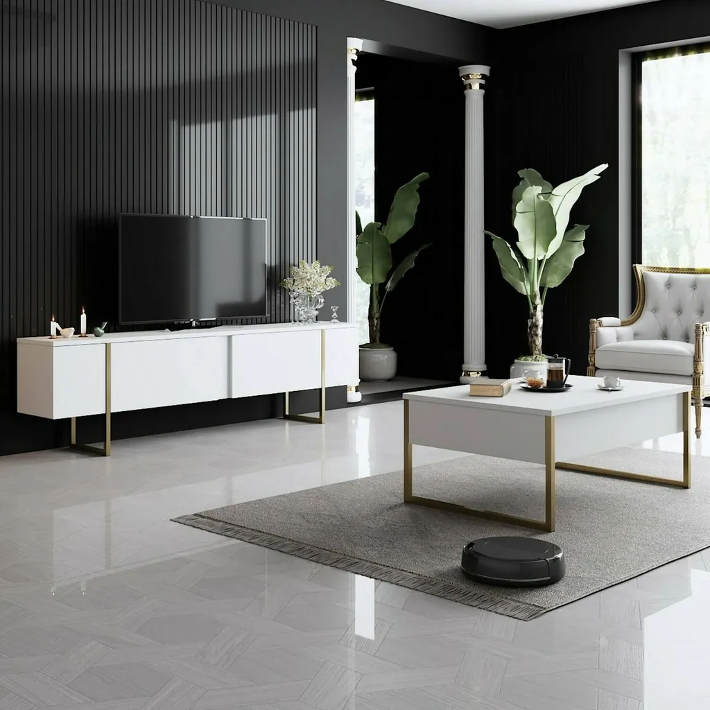 Table basse de salon rectangulaire blanche Lavinia 90x60 cm Chic - 4