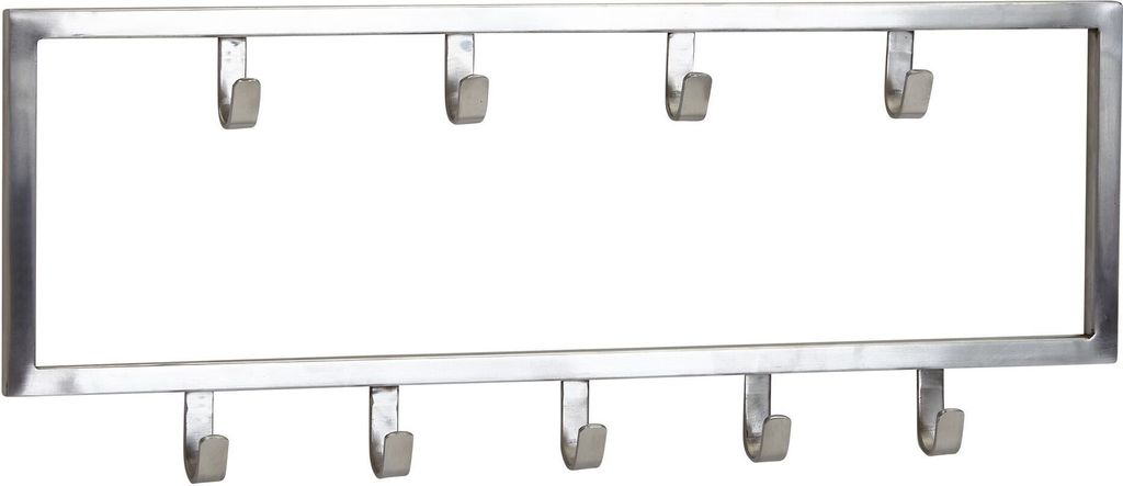 Wandgarderobe Metall Silber 50x20x4 cm Design Flurgarderobe Stahl | Hakenleiste Wandpaneel | Garderobe Wand | Garderobenleiste Flur