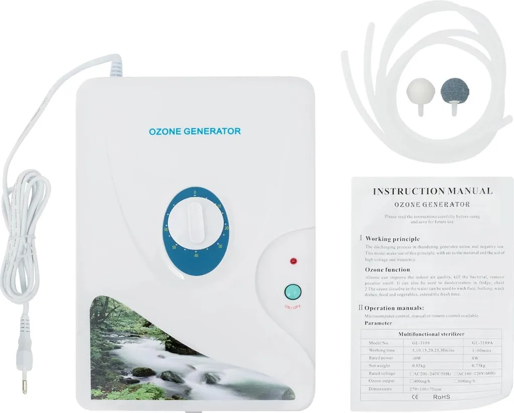 Éliminez odeurs et bactéries : Générateur d'ozone 600 mg/h air et eau