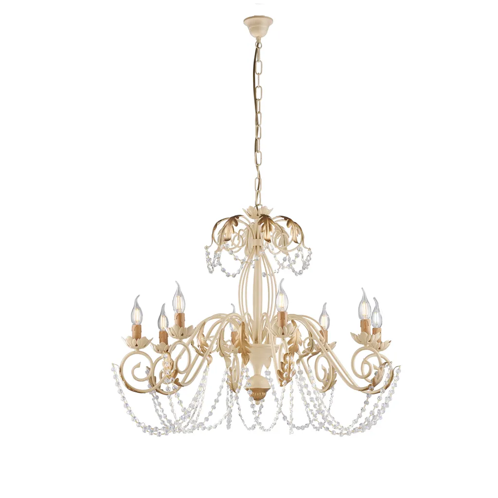 Lustre 8 lumières Damasco 90 cm : l'éclairage chic pour grands volumes