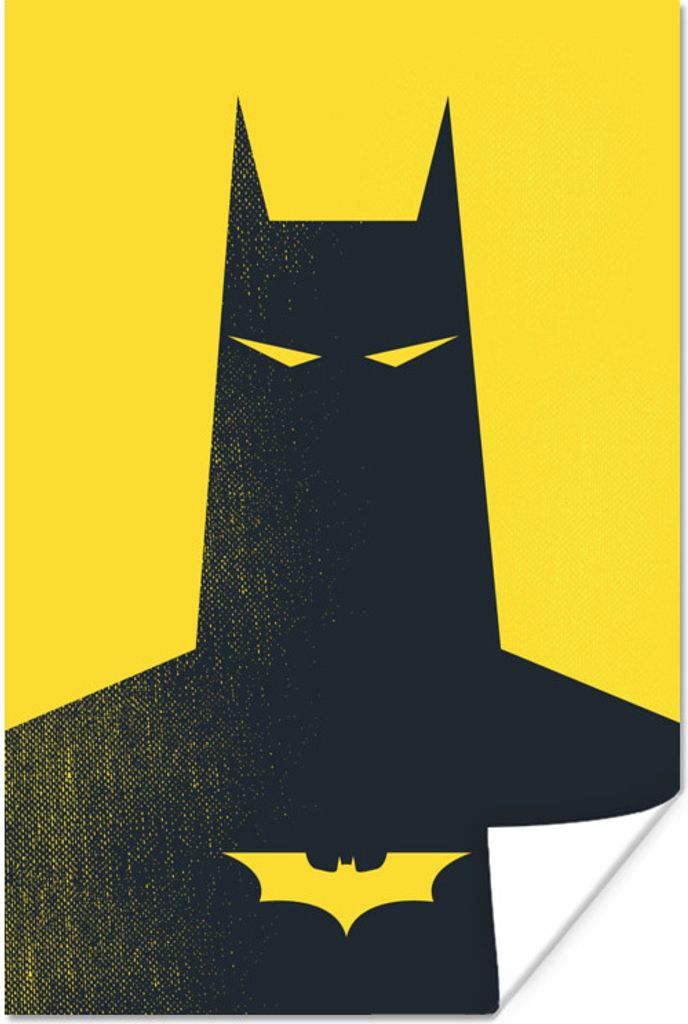 MuchoWow Poster Batman Illustration mit einem gelben Hintergrund 80x120 cm - Papierdruck