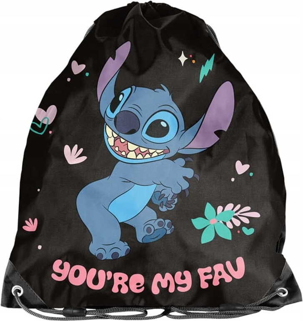 Paso | Sportbeutel Disney Stitch - Schwarz - Robuster Polyester - Ideal für Kinder und Sport
