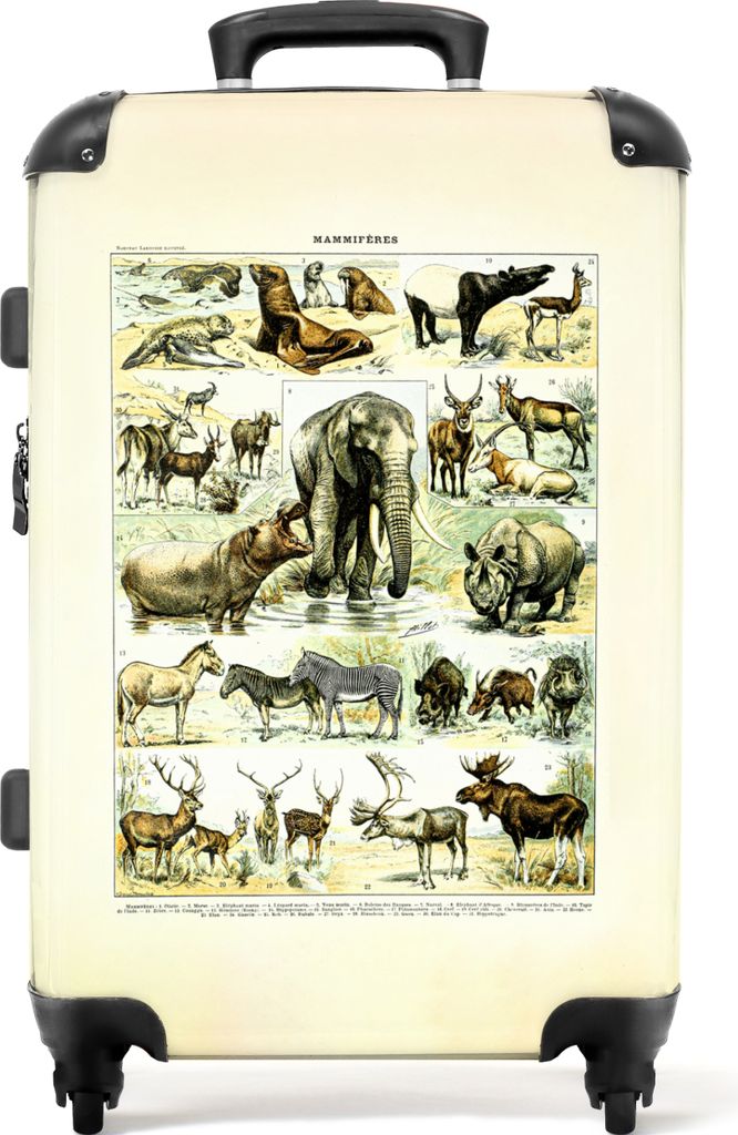 NoBoringSuitcases.com Großer Koffer - Tiere - Illustration - Savanne - Natur - Vintage - Kombinationsschloss TSA - Hartschalen Trolley 4 Rollen ...