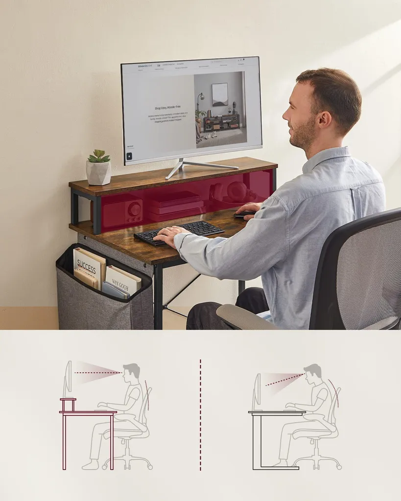 Bureau d'ordinateur Valora LWD080B01V1 avec support d'écran - 10