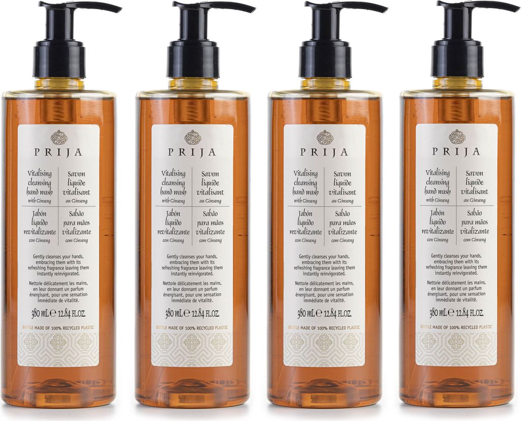 PRIJA tekuté mýdlo s ženšenem 4 × 380 ml, dávkovač, Obrázek produktu 
