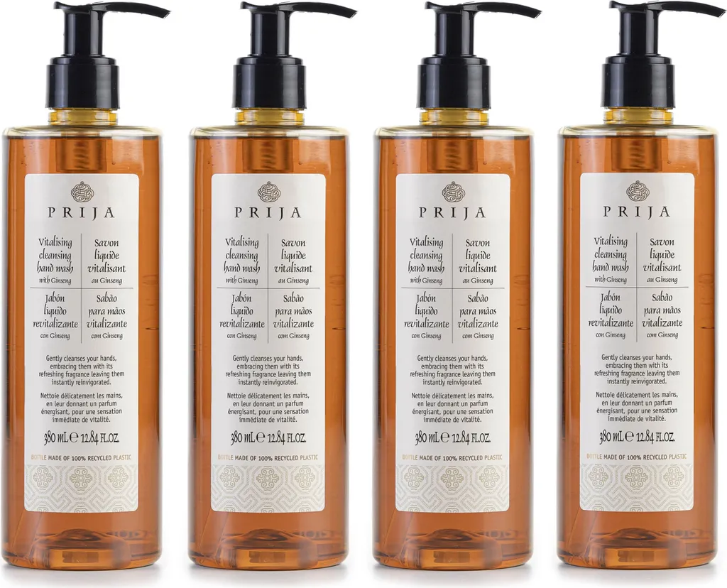 Sapone liquido PRIJA con estratto di ginseng, pompa 4x380ml