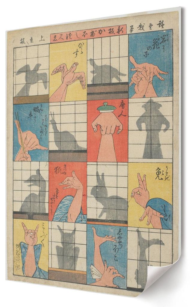Acht Schattenfiguren- Kunstdruck A1 (59x84 cm) - Japanisch, ausdrucksstark, Vintage- Wandbild für Wohnzimmer Schlafzimmer & Flur, Modernes Poster ...