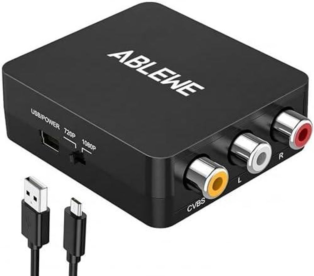 RCA auf HDMI Konverter, AV zu HDMI Adapter 1080P Mini Cinch Composite CVBS Video Audio Konverter Adapter - Unterstützung von PAL/NTSC für TV/PC/P...