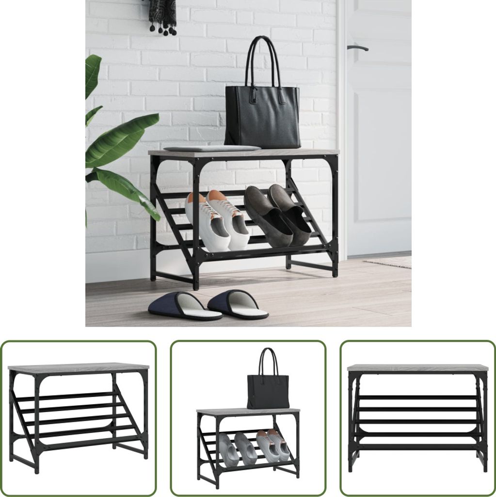 The Living Store Schuhregal Grau Sonoma 60x30x45 cm Holzwerkstoff