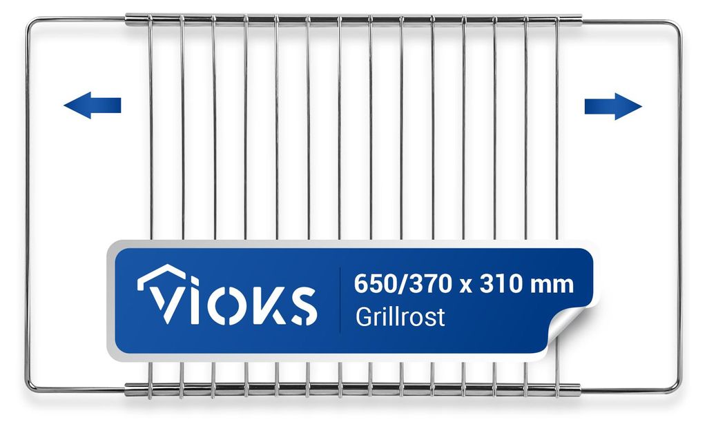 Grillrost 370/650 x 310 mm ausziehbar Gitter Edelstahl Produktbild 