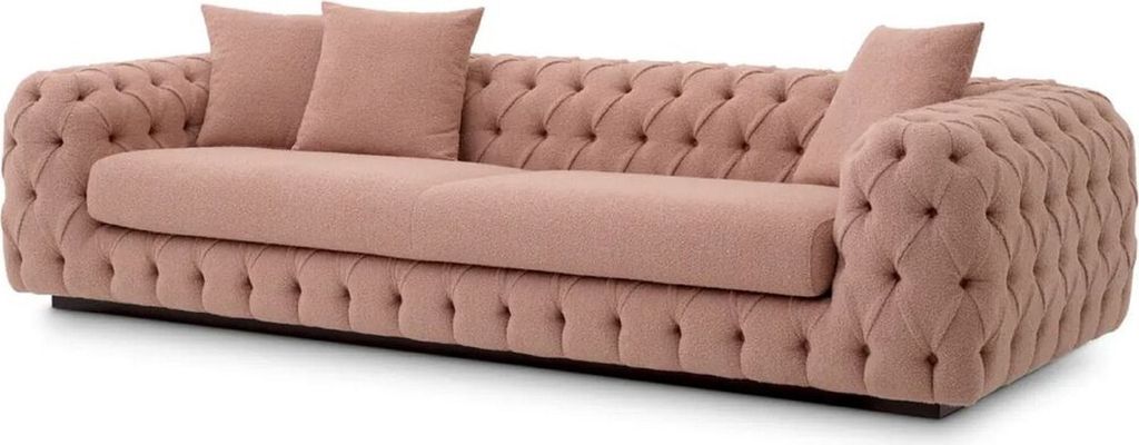 Casa Padrino Luxus Chesterfield Sofa Vintage Rosa / Schwarz 255 x 105 x H. 60 cm - Wohnzimmer Sofa - Hotel Sofa - Wohnzimmer Möbel - Chesterfield ...