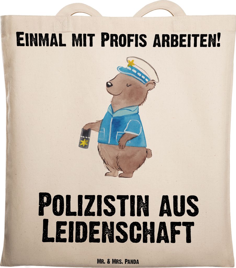 Mr. & Mrs. Panda Einkaufstasche Polizistin Leidenschaft - Transparent - Geschenk, Jutebeutel, Stoffbeutel, Tasche, Studium, Polizei, Shopping, Tote...