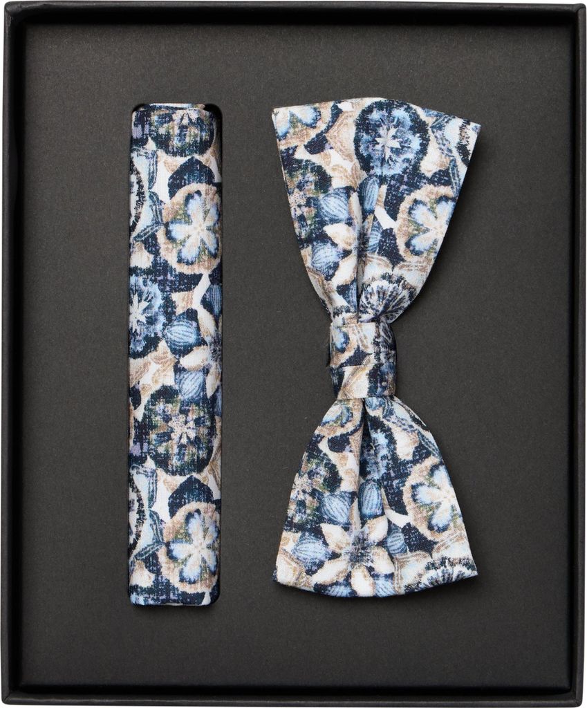 VENTI Herren Fliege mit Einstecktuch Set-2-tlg gewebt Blau Produktbild 